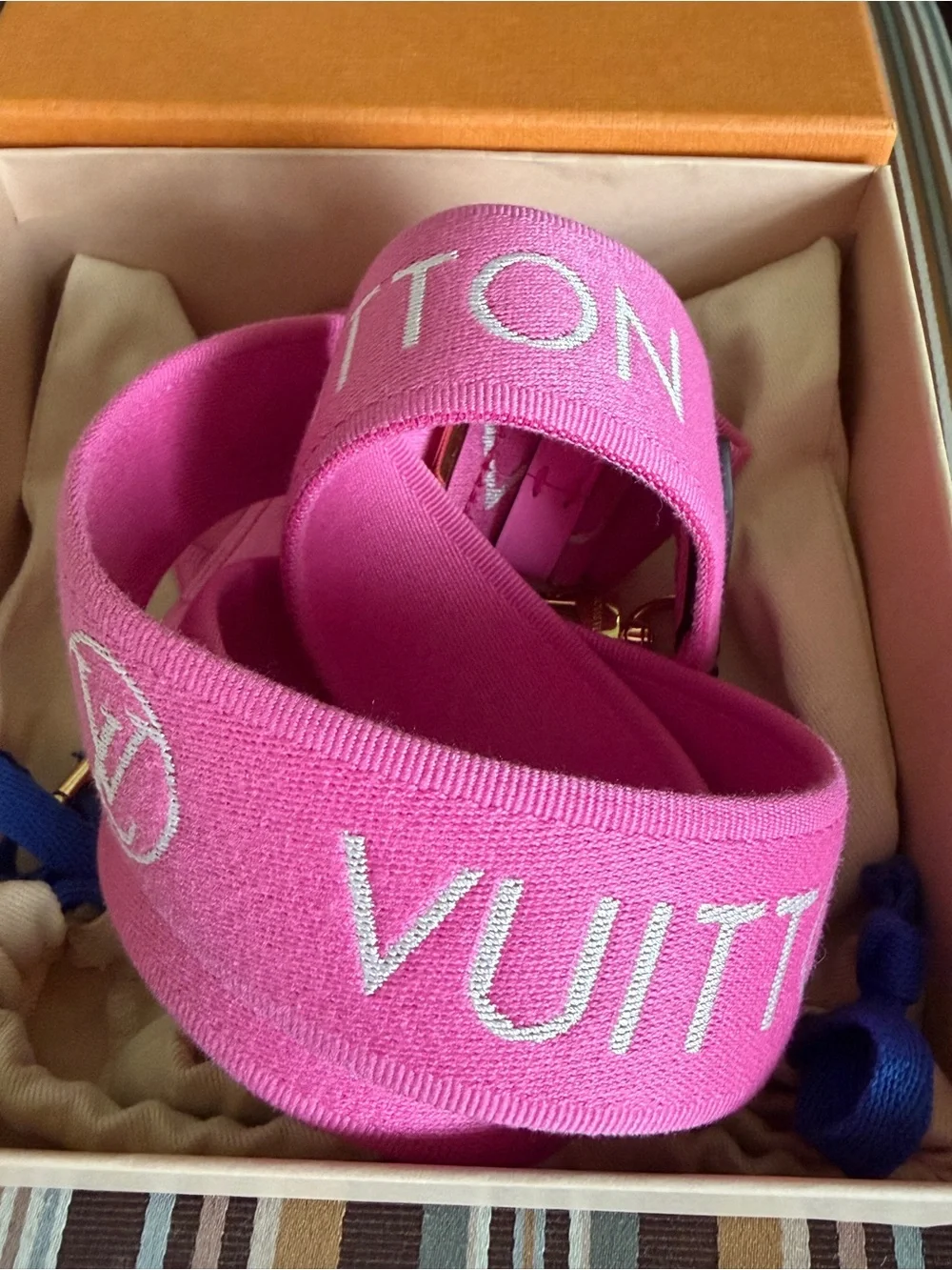 Louis Vuitton Rare Fuchsia Pink Monogram Canvas Strap with Gold-Tone Hardware